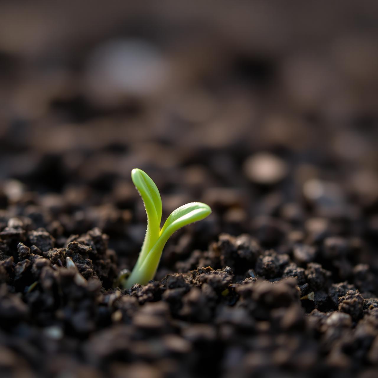 Semente germinando em solo fértil